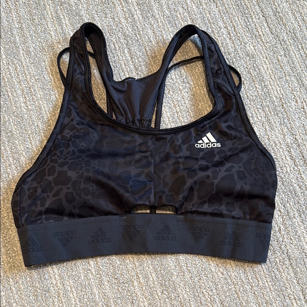 Adidas Black leopard Sports Bra size medium